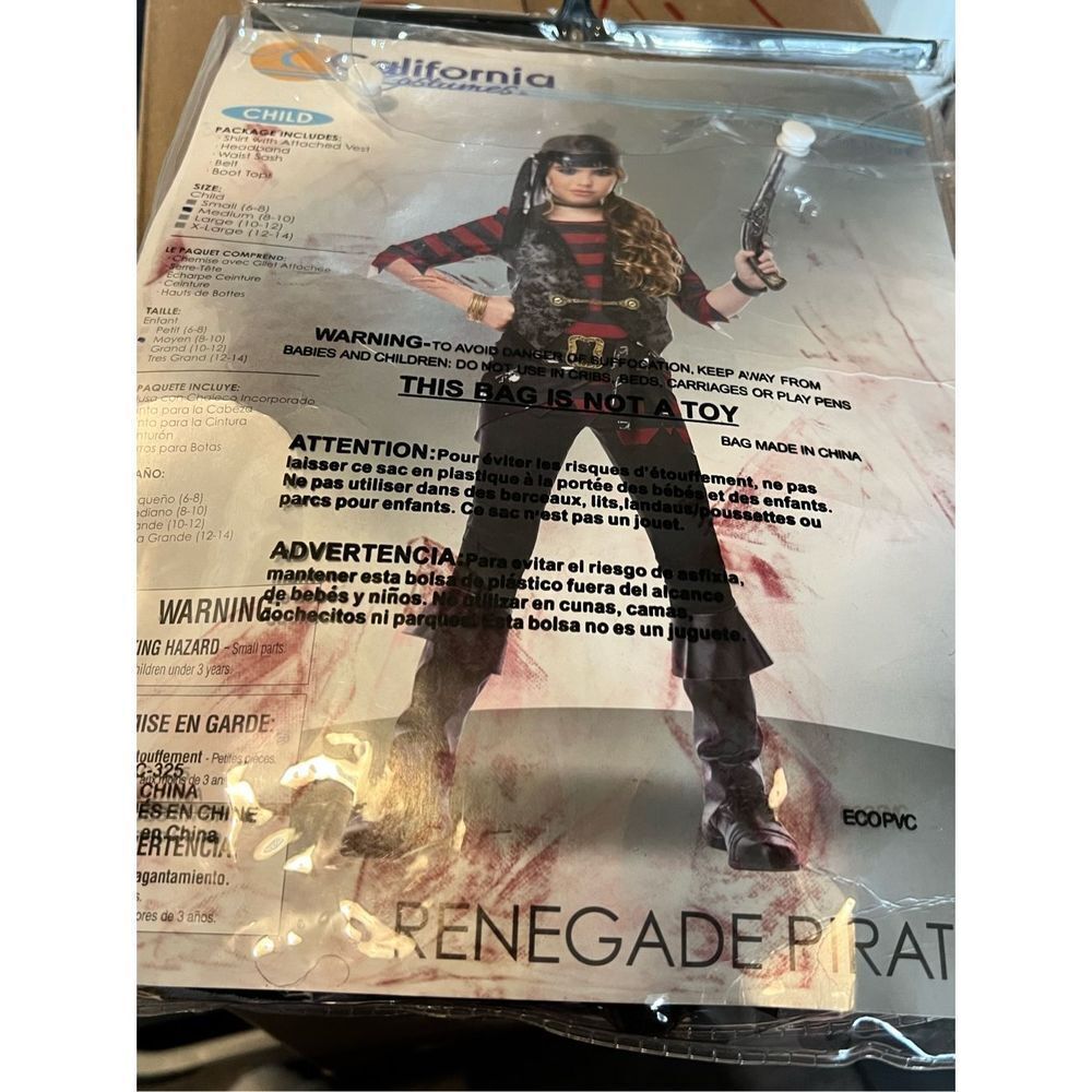 Pirate Girl Renegade Child Costume Size Medium 8/10